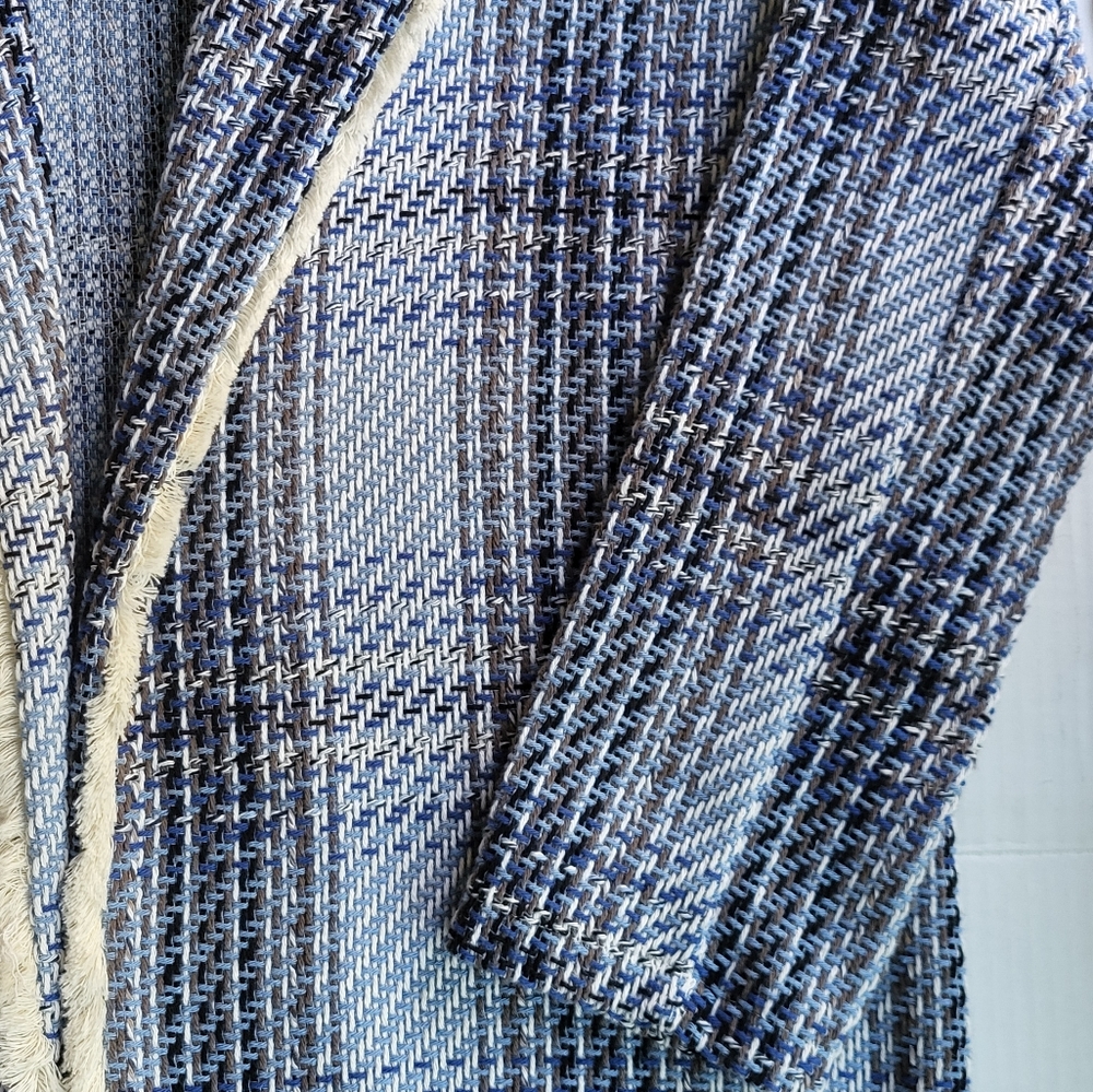 Giorgia Giannini women’s blue & white tweed jacket. Cream fringe. Lrg. N… - Picture 4 of 9